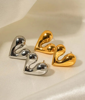 Maribel Heart Earrings / Stainless Steel - Nina Kane Jewellery