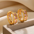 Miya Zircon Pink Hearts Earrings / Stainless Steel view 3