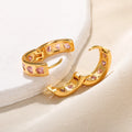 Miya Zircon Pink Hearts Earrings / Stainless Steel view 4