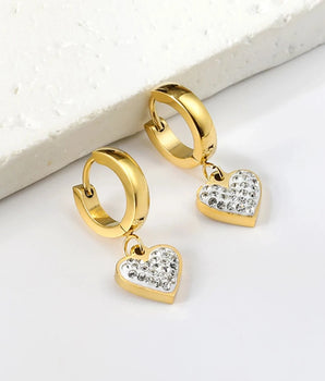 Ramsey Heart Huggie Earrings / 14K Gold Plated - Nina Kane Jewellery