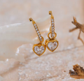 Raquel Heart Drop Hoop Earrings view 3