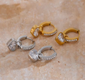 Raquel Heart Drop Hoop Earrings view 4