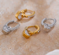 Raquel Heart Drop Hoop Earrings view 5