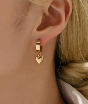 Rhea Heart Huggie Earrings / Stainless Steel - Nina Kane Jewellery