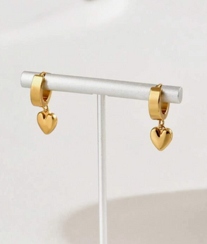 Rhea Heart Huggie Earrings / Stainless Steel - Nina Kane Jewellery