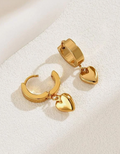 Rhea Heart Huggie Earrings / Stainless Steel view 3