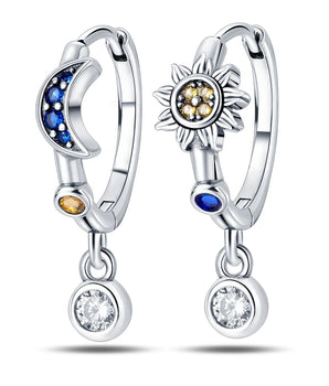 Jakarta Sun & Moon Hoops / 925 Sterling Silver - Nina Kane Jewellery