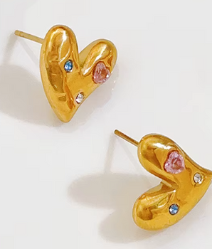 The Gilded Heart Earrings / 18K Gold Plated - Nina Kane Jewellery