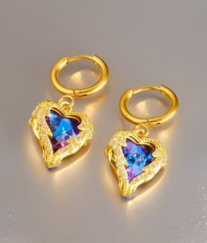 Trinity Ocean Heart Earrings / Stainless Steel - Nina Kane Jewellery