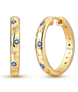 Althea Starry Sky Hoop Earrings / 925 Sterling Silver - Nina Kane Jewellery