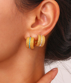 Athens Chunky Beaded Hoop Earrings / 18K Gold Plated
