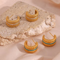 Athens Chunky Beaded Hoop Earrings / 18K Gold Plated view 3