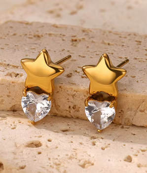 The Twinkle & Bow Studs / 18K Gold Plated - Nina Kane Jewellery