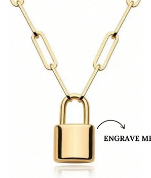 Leslie Personalised Padlock Necklace / 18K Gold Plated - Nina Kane Jewellery