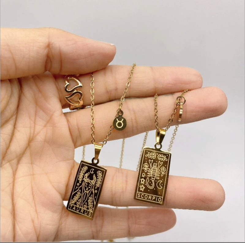 Atlantis Irregular Shape Zodiac Pendants / 18K Gold Plated