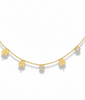 Alicia Clover & Zircon Necklace - Nina Kane Jewellery