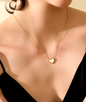 Andrea Mother of Pearl Heart Necklace / 18K Gold Plated - Nina Kane Jewellery
