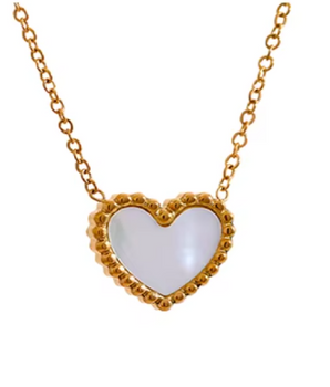 Andrea Mother of Pearl Heart Necklace / 18K Gold Plated - Nina Kane Jewellery