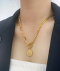 Bethany Coin Charm Necklace / 18K Gold Plated view 1