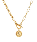 Bethany Coin Charm Necklace / 18K Gold Plated view 2