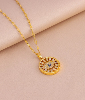 Biba Evil Eye Necklace / Stainless Steel - Nina Kane Jewellery