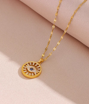 Biba Evil Eye Necklace / Stainless Steel - Nina Kane Jewellery