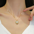 Cora Heart Pearl Necklace / Stainless Steel view 5