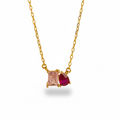 Dainty Pink Gemstone Necklace view 1