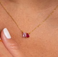 Dainty Pink Gemstone Necklace view 2