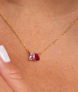 Dainty Pink Gemstone Necklace / 925 Sterling Silver - Nina Kane Jewellery