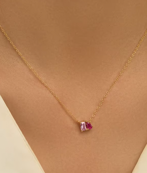 Dainty Pink Gemstone Necklace / 925 Sterling Silver - Nina Kane Jewellery