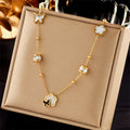Erica Butterfly & Clover Necklace / Stainless Steel view 2