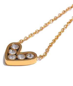 Ermina Heart Crystal Necklace /18K Gold Plated - Nina Kane Jewellery
