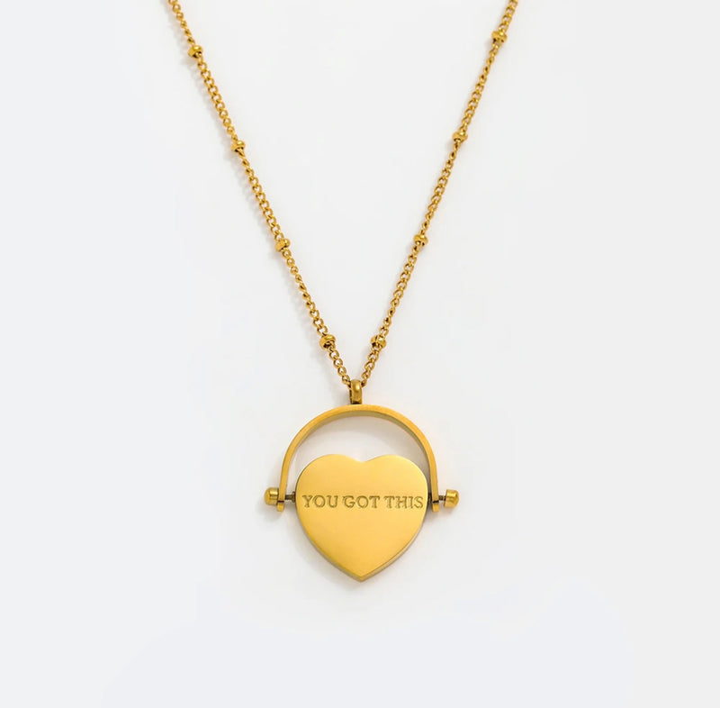Grace Spinning Heart Necklace / 18K Gold Plated