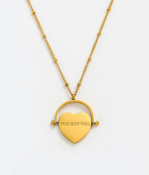 Grace Spinning Heart Necklace / 18K Gold Plated - Nina Kane Jewellery