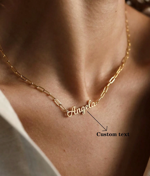 Ingrid Paperclip Chain Personalised Necklace / 18K Gold Plated - Nina Kane Jewellery