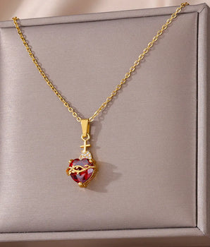 Kay Lovers Heart Pendant / Stainless steel - Nina Kane Jewellery