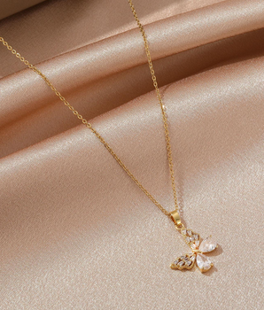 Khloe Crystal Butterfly Necklace / 18K Gold Plated - Nina Kane Jewellery