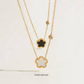 Lara Double Sided Clover Necklace / Stainless Steel view 1
