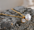Leandra Pearl and Diamond Necklace view 5