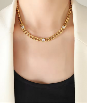 Madeira Chunky Cuban Necklace / 18K Gold Plated - Nina Kane Jewellery