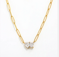 Orleans Paperclip Diamond Necklace / 18K Gold Plated view 1