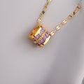 Purple Elisabeth Totem Barrel Stripe Necklace / Stainless Steel view 7
