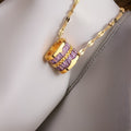 Purple Elisabeth Totem Barrel Stripe Necklace / Stainless Steel view 8