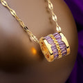 Purple Elisabeth Totem Barrel Stripe Necklace / Stainless Steel view 3