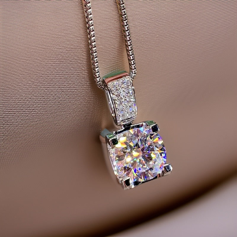Rosalie Square Diamond Necklace / 925 Silver Plated
