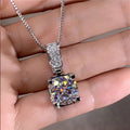 Rosalie Square Diamond Necklace / 925 Silver Plated view 3