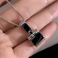 Rosalie Square Diamond Necklace / 925 Silver Plated view 6