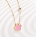 Roweena Pink Clover Necklace / Stainless Steel view 1