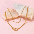 Ruth Double Chain Lock necklace / 18K Gold Plated view 4